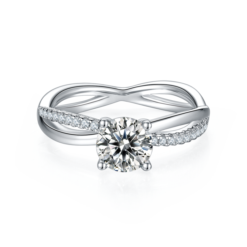 双臂刘诗诗同款S925银镀白金MoissaniteWomen's Ring1ctD级